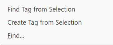 create tag from selection via the Tag Tree